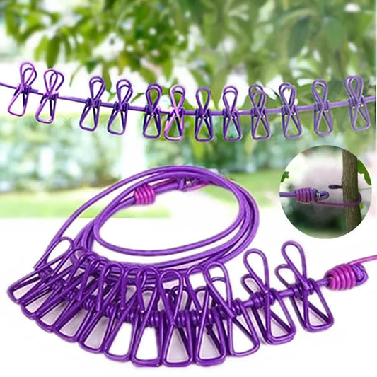 Last Day 35 % OFF - Portable Cloth lines Rope With Clips 15 feets
